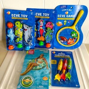 Set of 5 Dive toy, Dive Game, Pool Torpedoes, Tropical Tube bundle of 5
